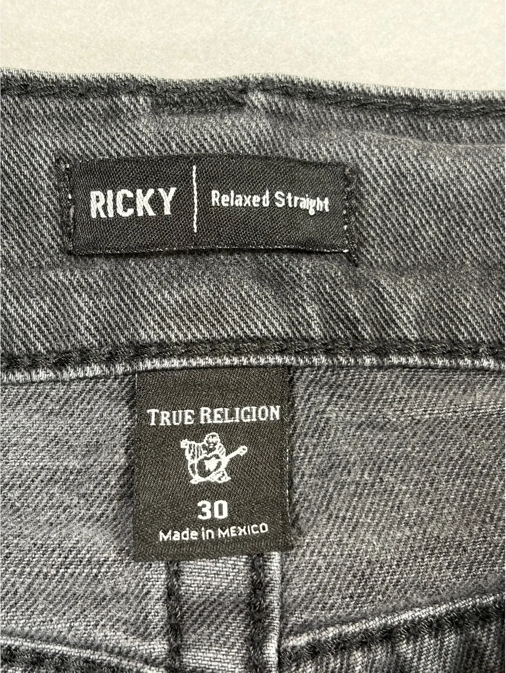 True Religion Ricky Straight Leg Jeans - Size 30 x 32 Black Denim Flap Pockets